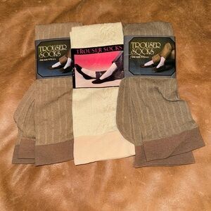 Vtg New old stock trousers socks nylon Lycra cream and tan